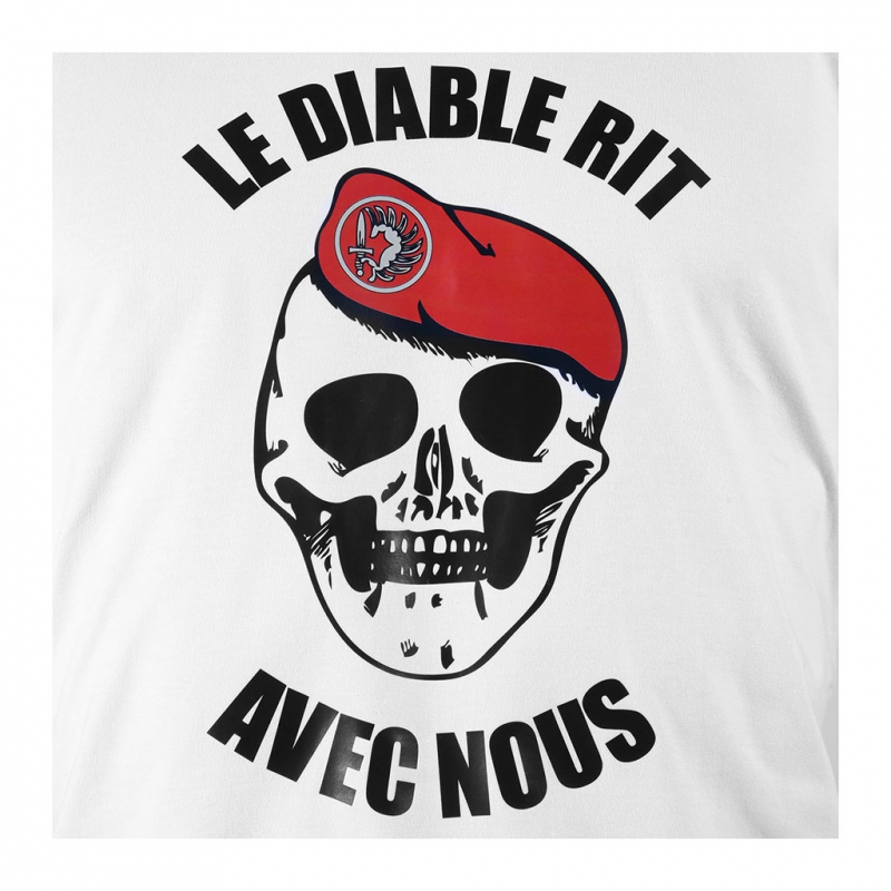 Pin's "Le Diable Rit Avec Nous" - Béret Rouge Para, Argenté, 20 Mm, Fixation Attache Papillon