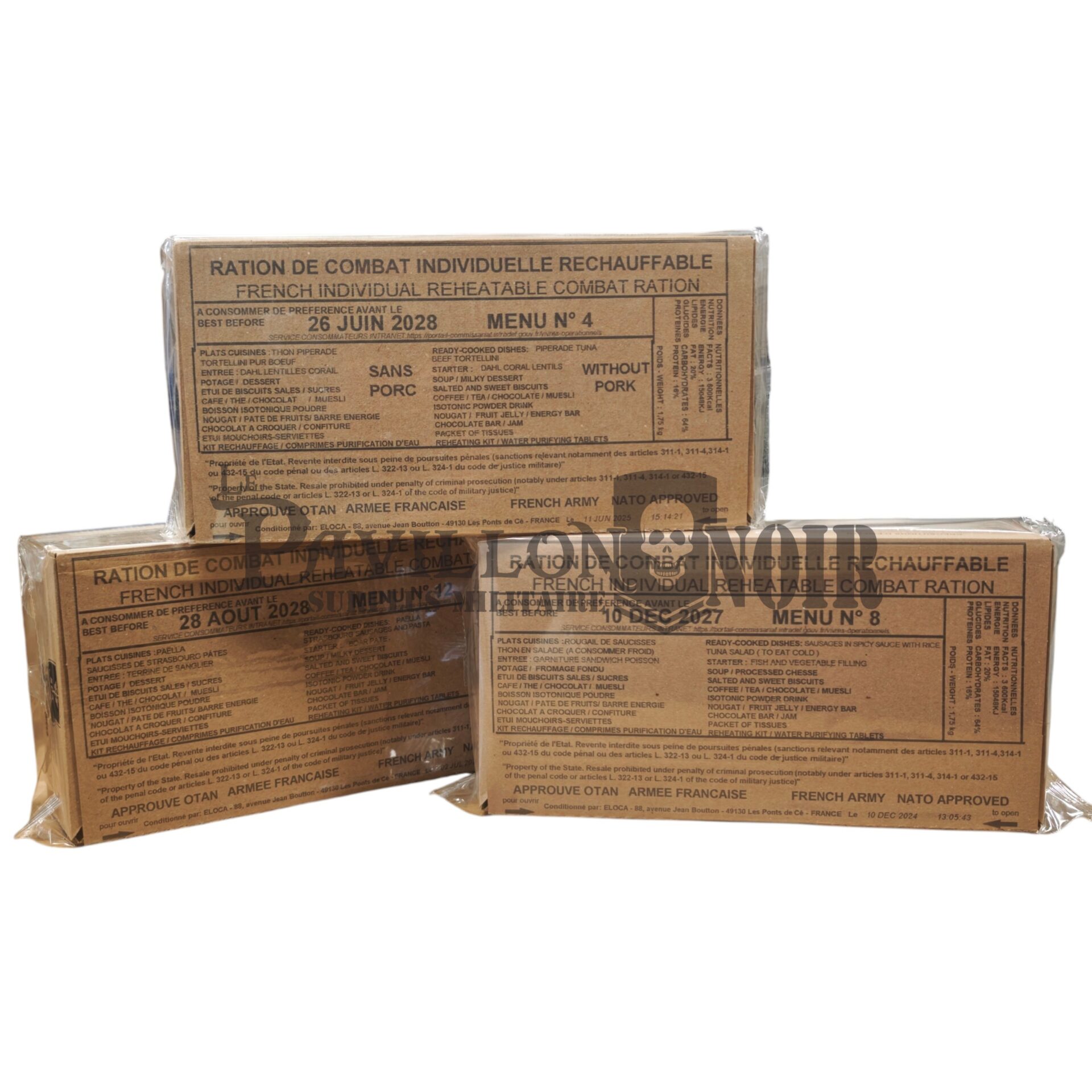 lot de 3 rations de l'armée française